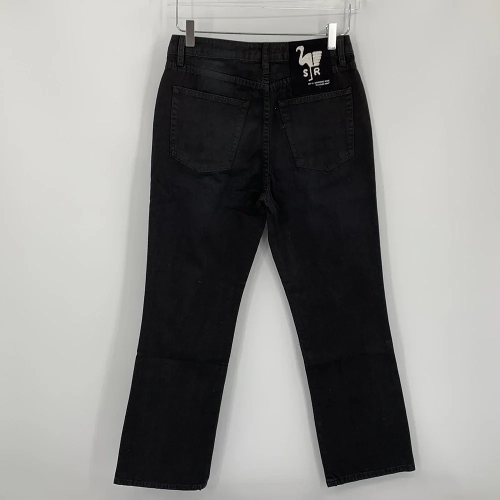 Sandrine Rose straight leg ankle jeans button fly Dark black denim new 25